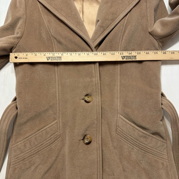 Vintage Juli se Roma Italian Cashmere Coat Women’s 10 Tan Belted Peacoat - Picture 3 of 12